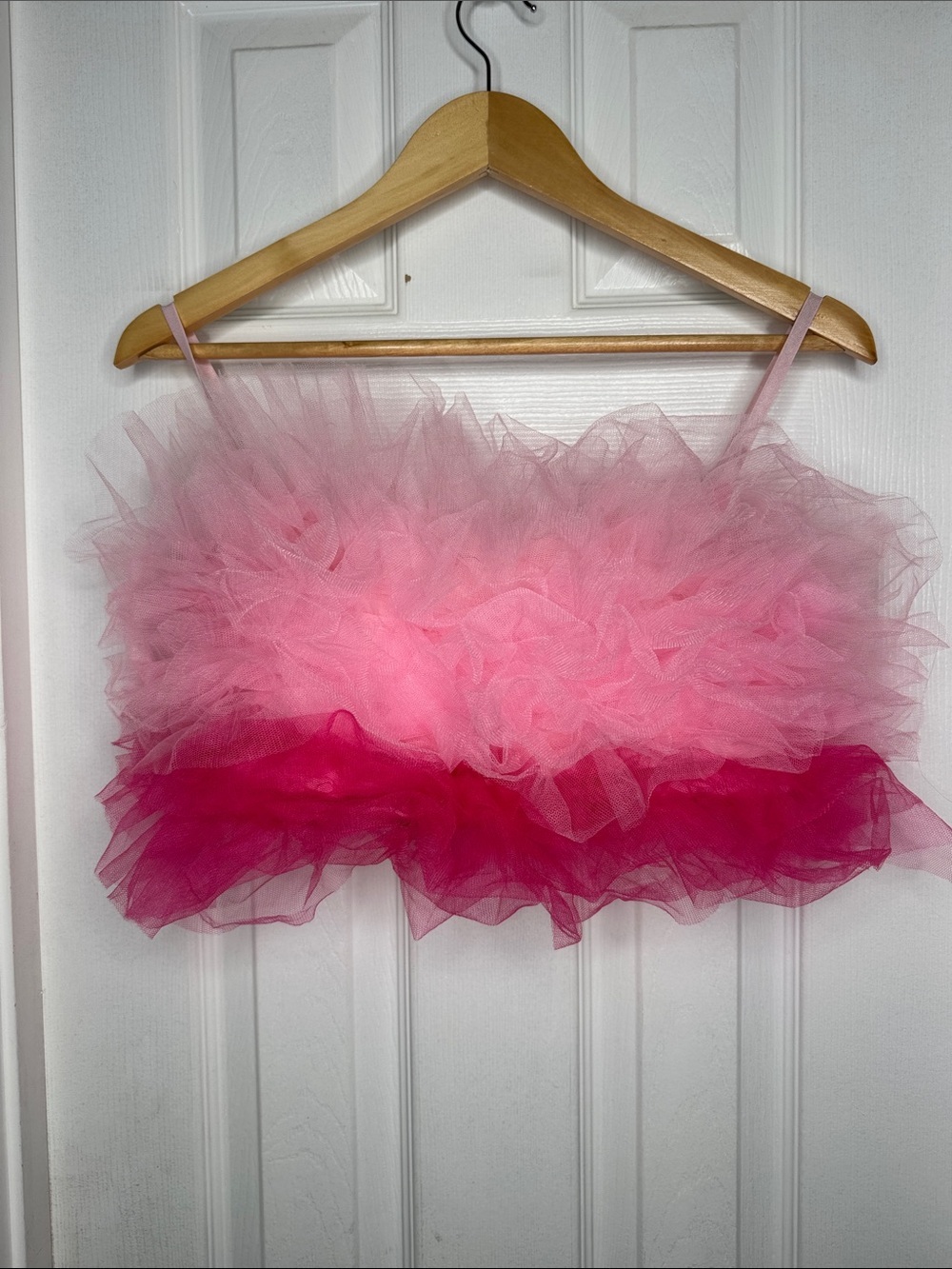Sugar Thrillz Pink Ombre Tulle Ruffle Crop Top Size XL